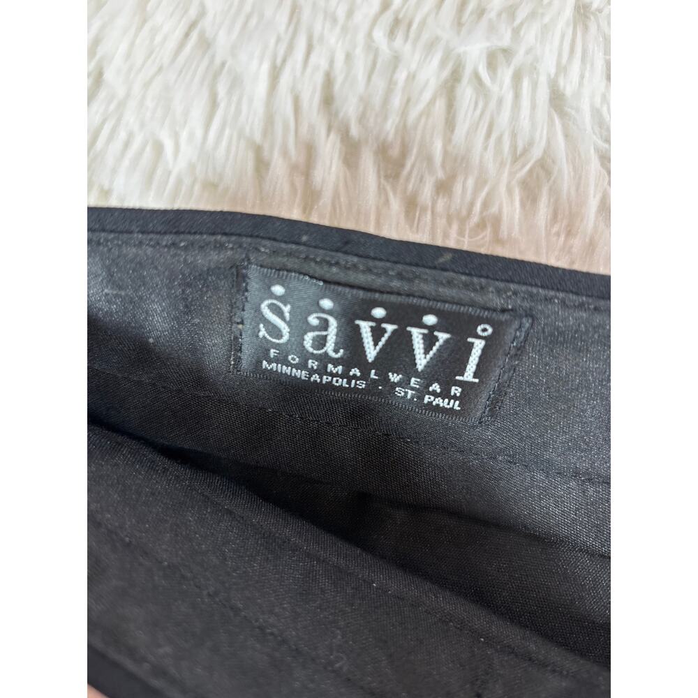 Savvi Formalwear Mens Black Wool Formal Tuxedo Pants 60x30-34 NWOT Unhemmed - Picture 3 of 11
